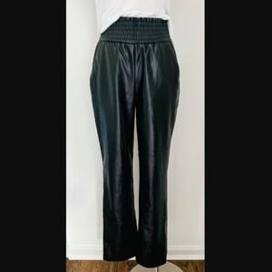 Joie Black Leather Look Wide Leg Paper Bag Pants - Plus Size 2X - Like New